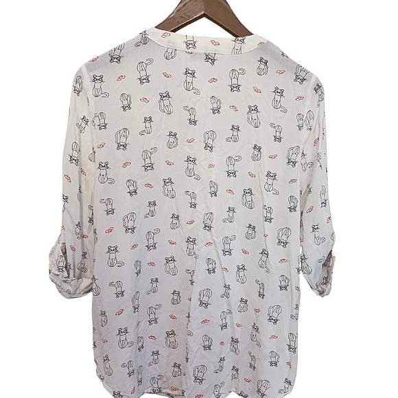 Cat Blouse | Mandee | Button Up | Sz L - Picture 4 of 6